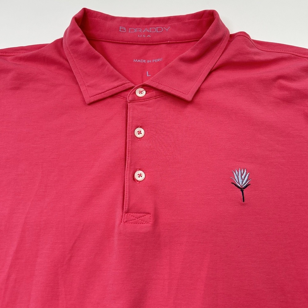 B Draddy Polo Shirt Mens Large Golf Performance Casual Stretch Pink